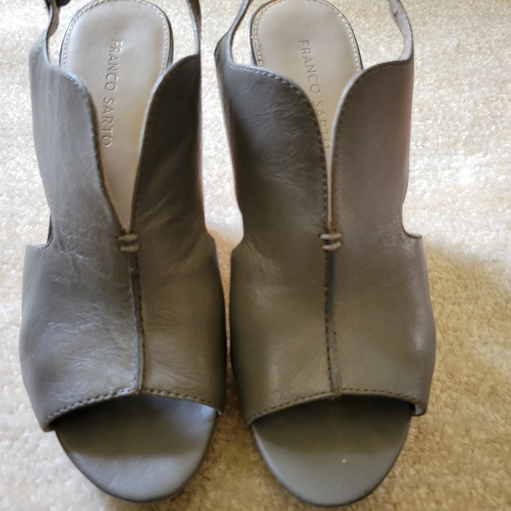 Franco Sarto Womens Leather Upper Gallard Pre-owned Cork Style Wedge Size 9M